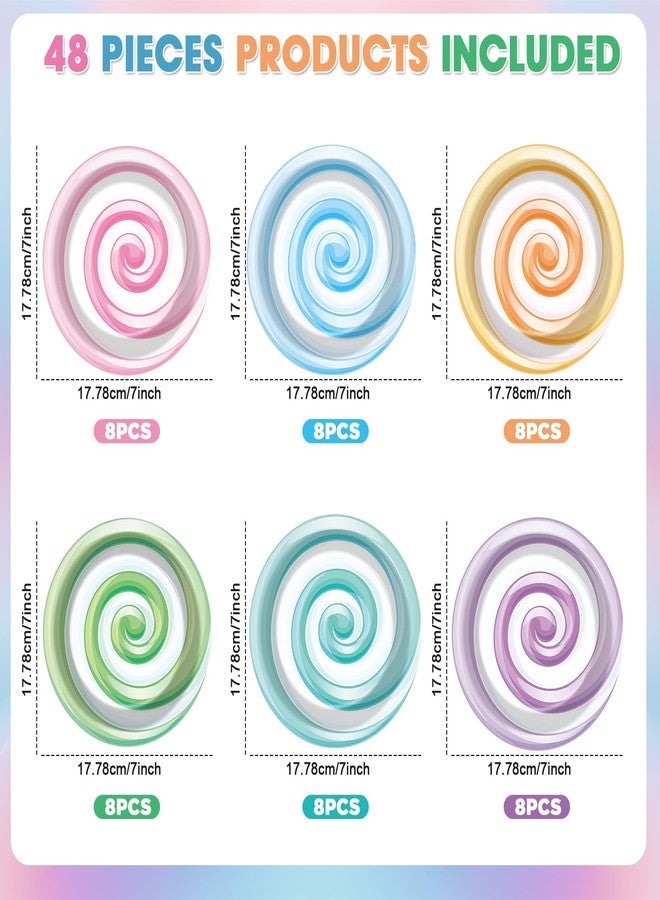 Oitnlaughter 48Pcs Christmas Pastel Candy Themed Paper Plates for Candyland Party Decorations 7" Pastel Lollipop Candy Disposable Rainbow Dinner Plates for Sweet Candy Birthday Baby Shower Party Supplies - Image 2